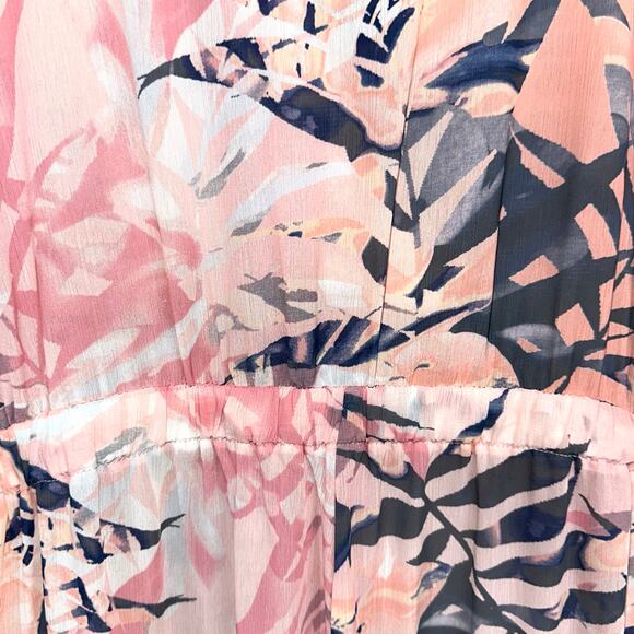 NWT Apana Tropical Miami Nights Pink Orange Palm Frond Cover Up Jumpsuit Size L - Picture 10 of 14